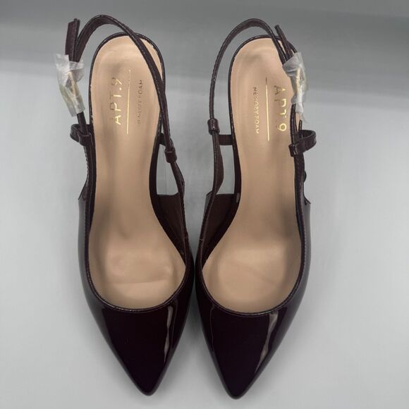Apt 9 Keerah Wine Size 8.5 M Shoes Patent Leather Strappy Pointed Toe 2.5" Heel - Picture 4 of 9